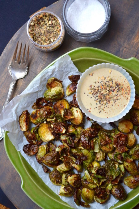 Crispy Brussels Sprouts with Mustard Dipping Sauce - Glory Kitchen