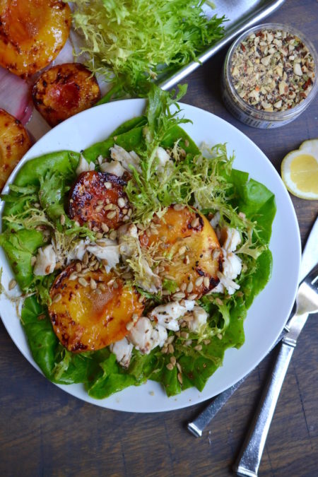Grilled Peach and Crab Meat Salad - Glory Kitchen