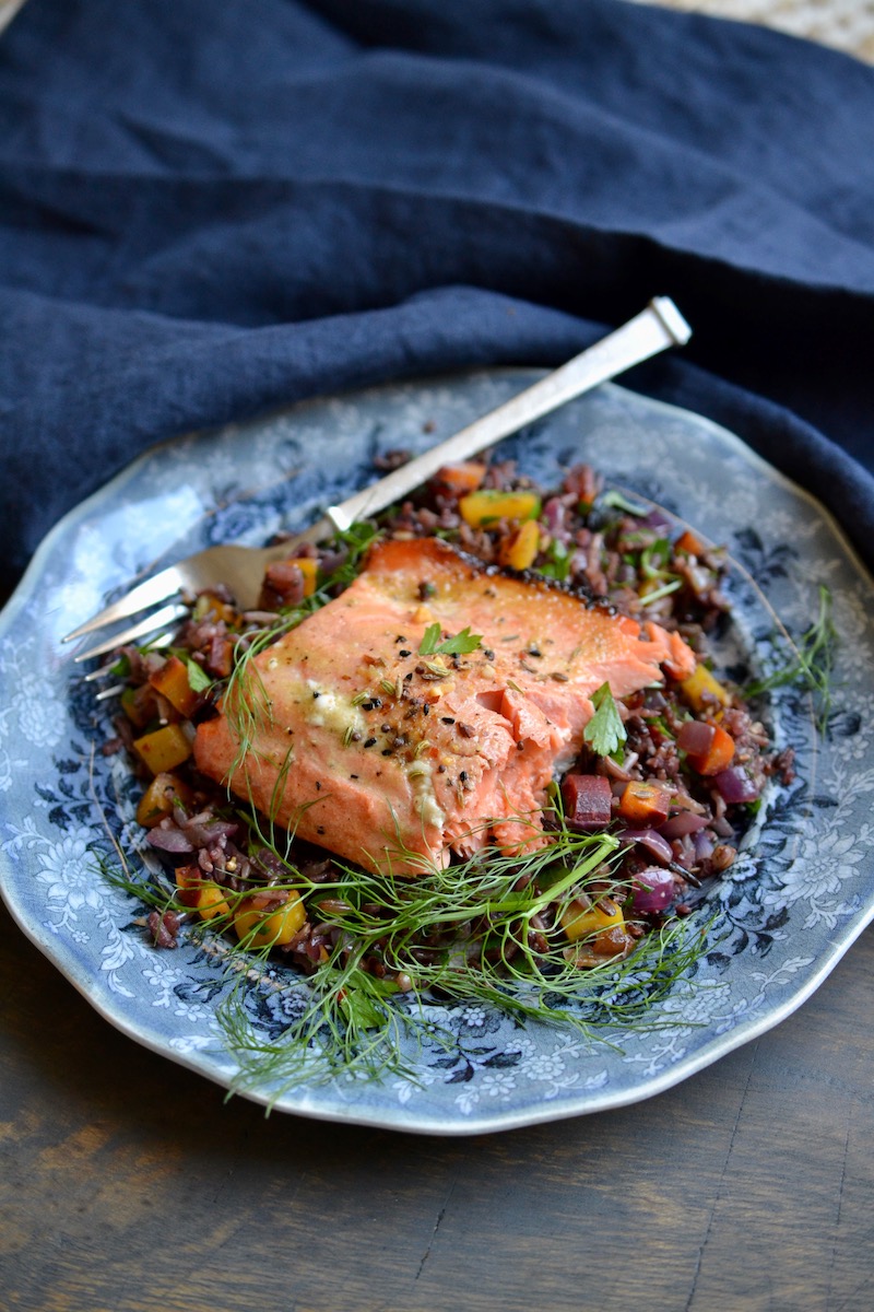 Indian Spiced Salmon Over Wild Rice Medley - Glory Kitchen
