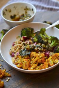 Freekeh, Red Lentil and Roasted Veggie Bowl