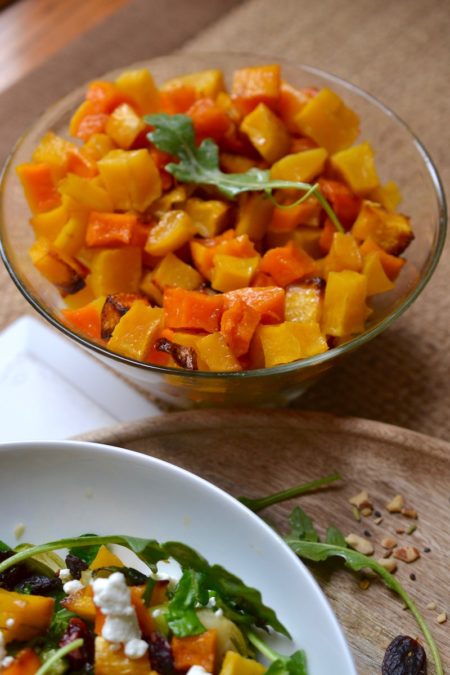 Butternut, Brussels, and Walnut Salad with Tangerine Dressing -Glory Kitchen